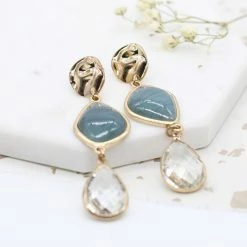 Mooch..... New Arrivals Peace Of Mind Gold Plated Mixed Stone And Crystal Drop Earrings