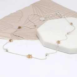 Mooch..... Peace Of Mind Silver Plated Silver And Gold Plated Star Necklace With A Fine Chain