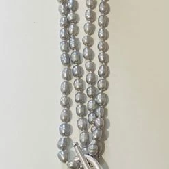 Mooch..... Freshwater Pearls Heart Charm Necklace - Grey