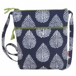 Mooch..... Lua Cross Body Zipped Purse - Blue & White Leaf Print Handbags & Purses
