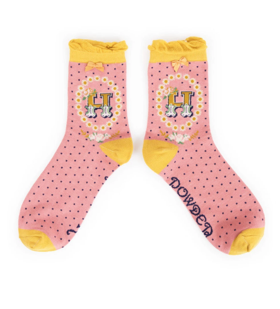 Flash Sale π Mooch-andover Powder Monogram 𧦠Socks H π 1 Mooch-andover Powder Monogram Socks H