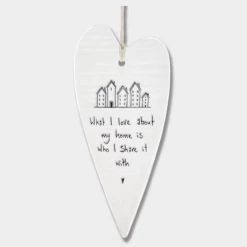 Mooch-andover East Of India Porcelain Long Hanging Heart - What I Love About My Home..... East Of India Gifts