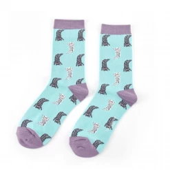 Mooch-andover Miss Sparrow Bamboo Ladies Socks - Lazy Cat Duck Egg