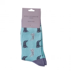 Mooch-andover Miss Sparrow Bamboo Ladies Socks - Lazy Cat Duck Egg