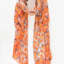 Mooch-andover Orange Droplet Print Scarf Scarves, Gloves & Headbands