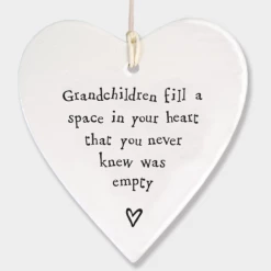 Mooch-andover East Of India Gifts East Of India Porcelain Hanging Heart - Grandchildren Fill A Space In Your Heart....