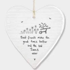 Mooch-andover East Of India Porcelain Hanging Heart - Best Friends Make The Good Times Better... East Of India Gifts