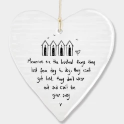 Mooch-andover East Of India Gifts East Of India Porcelain Hanging Heart - Memories Are The Loveliest Things....