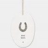 Mooch-andover East Of India Porcelain Oval Message Hanger - "Good Luck" East Of India Gifts