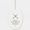 Mooch-andover East Of India Porcelain Oval Message Hanger - "Believe In Yourself..."
