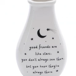 Mooch..... Home Furnishings And Gifts Ceramic Bud Bottle - "Good Friends Are Like Stars....."