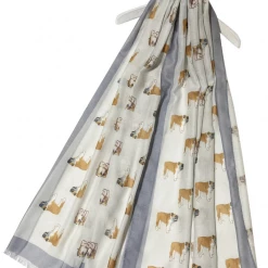 Mooch..... Bulldog Print Frayed Hem Scarf