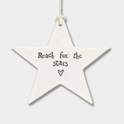Mooch-andover East Of India Porcelain Hanging Star - Reach For The Stars..... Gifts For Teachers
