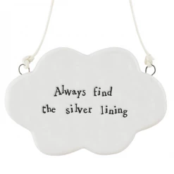 Mooch-andover East Of India Porcelain Hanging Cloud - "Always Find The Silver Lining" New Arrivals