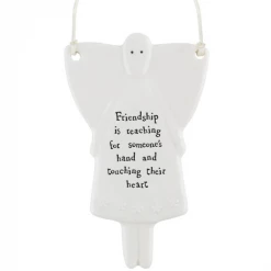 Mooch-andover Home Furnishings And Gifts East Of India Porcelain Hanging Angel - "Friendship Is Reaching For Someone's Hand ...."