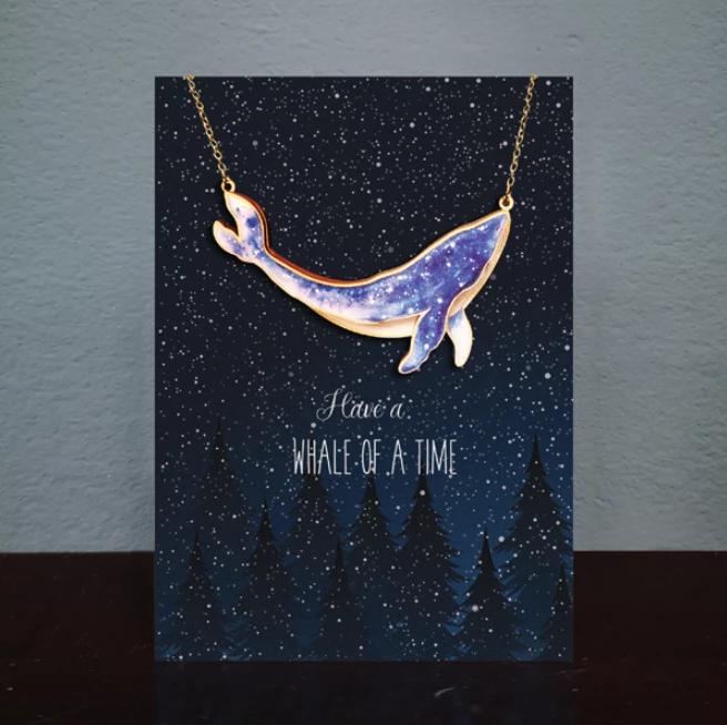 Hot Sale ⭐ Mooch..... New Arrivals Greetings Card & Wooden Necklace - Whale ⭐ 1 Mooch..... New Arrivals Greetings Card & Wooden Necklace - Whale