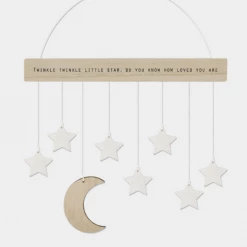 Mooch..... East Of India Wooden Hanger - Moon & Stars