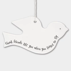 Mooch-andover East Of India Porcelain Hanging Bird - "Good Friends Lift You Up....." New Arrivals