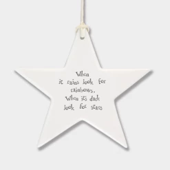 Mooch-andover East Of India Porcelain Hanging Star - When It Rains Look For Rainbows....