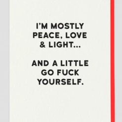 Mooch..... Greetings Card Holy Flaps ‘I'm Mostly Peace, Love & Light....." Greetings Cards