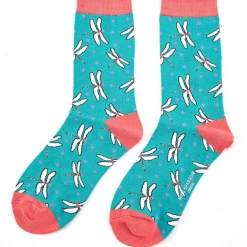 Mooch-andover Miss Sparrow Bamboo Ladies Socks - Dragonflies Turquoise