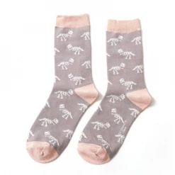 Mooch-andover Miss Sparrow Bamboo Ladies Socks - Dino Bones Light Grey