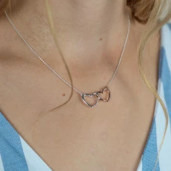 Mooch..... Peace Of Mind Silver Plated Linked Hearts Necklace