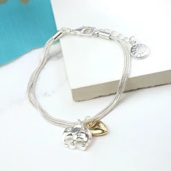 Mooch..... Peace Of Mind Silver Plated Elephant & Heart Bracelet