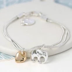 Mooch..... Peace Of Mind Silver Plated Elephant & Heart Bracelet