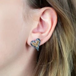 Mooch..... Peace Of Mind Silver Plated Double Layer Heart Earrings