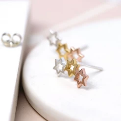 Mooch..... Peace Of Mind Sterling Silver Triple Star Stud Earrings Jewellery