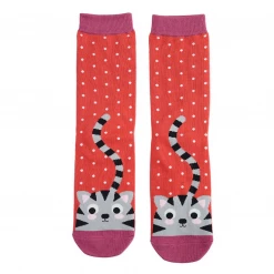 Mooch-andover Miss Sparrow Bamboo Ladies Socks - Kitty & Spots Burnt Orange