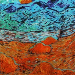 Mooch-andover Impressionist Oil Painting Sunset Silk Scarf Scarves, Gloves & Headbands