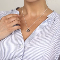 Mooch..... Peace Of Mind Silver Plated Mixed Finish Triple Stars Necklace