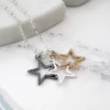 Mooch..... Peace Of Mind Silver Plated Mixed Finish Triple Stars Necklace