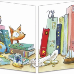 Mooch..... Sophie Turrel Folding Greetings Card - Fox In The Library CT322