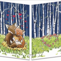 Mooch..... Sophie Turrel Folding Greetings Card - Foxes In Forest "Hello Baby" CT314 Greetings Cards