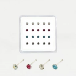 Mooch..... Sterling Silver Nose Stud - Bobble Back Clawset Gem Jewellery