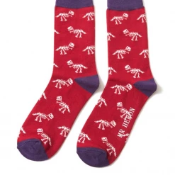 Mooch-andover Mr Heron Bamboo Mens Socks Dino Bones - Brick Red