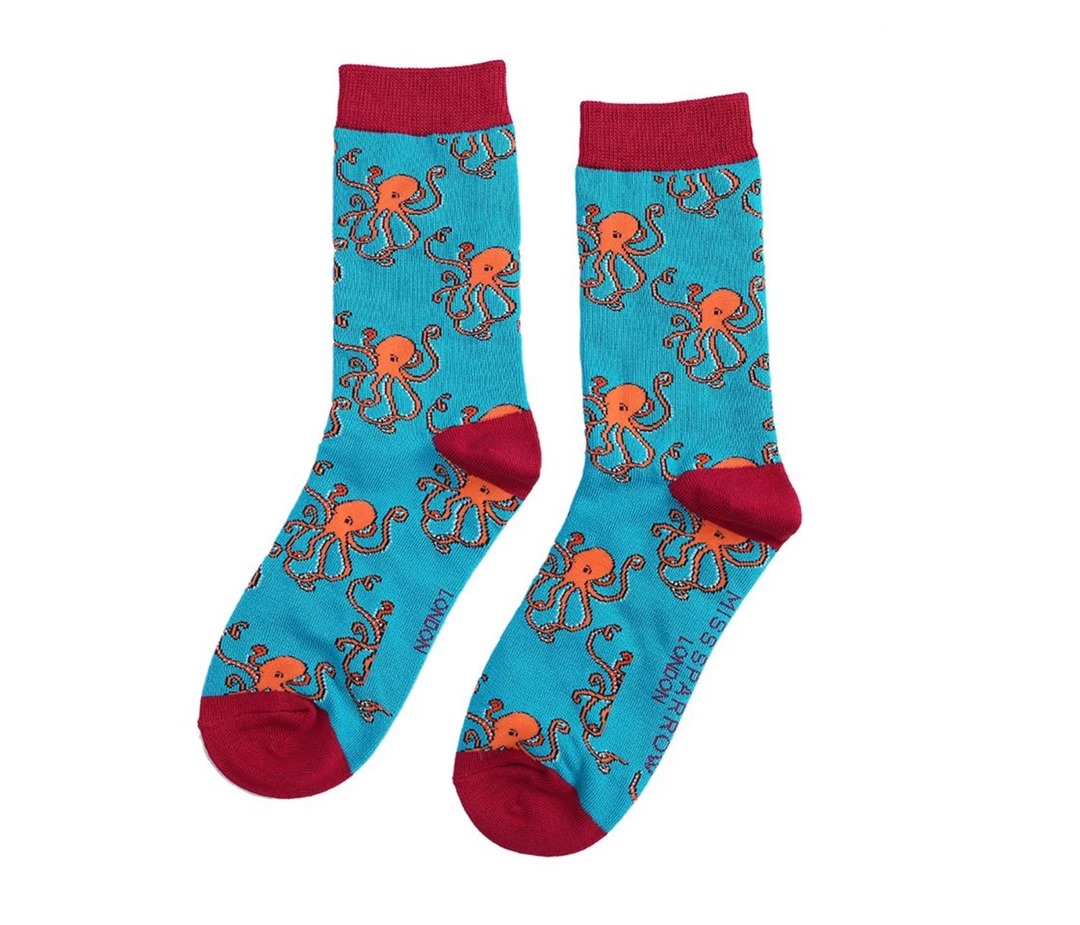 Flash Sale β€οΈ Mooch-andover Miss Sparrow Bamboo Ladies 𧦠Socks - Octopus Turquoise π― 1 Mooch-andover Miss Sparrow Bamboo Ladies Socks - Octopus Turquoise