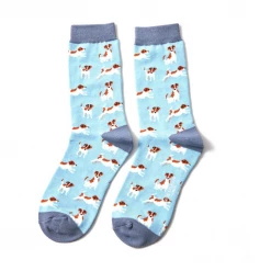 Mooch-andover Miss Sparrow Bamboo Ladies Socks - Jack Russells Powder Blue