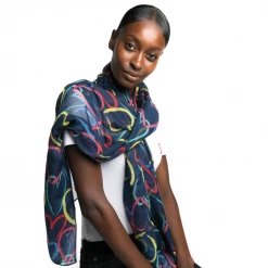 Mooch-andover Scarf - Sketched Hearts On Navy Scarves, Gloves & Headbands