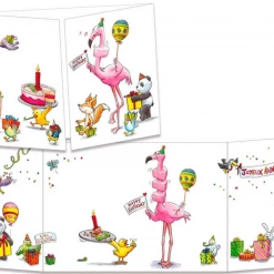 Mooch..... Greetings Cards Sophie Turrel Folding Greetings Card - Happy Birthday Flamingo CT315