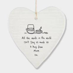 Mooch-andover East Of India Porcelain Hanging Heart - All The Words In The World.... New Arrivals