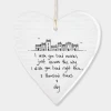 Mooch-andover New Arrivals East Of India Porcelain Hanging Heart - I Wish You Lived Nearer, Just Across The Way....