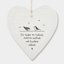 Mooch-andover East Of India Porcelain Hanging Heart -Our Laughs Are Limitless, Memories Countless....