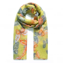 Mooch-andover Scarves, Gloves & Headbands Yellow Ochre Butterfly Print Scarf