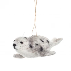 Mooch..... Recumbent Harbour Seal Hanging Felt Decoration