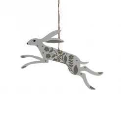 Mooch..... Metal Hanging Spring Hare - White