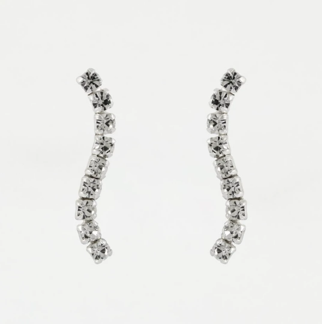 Hot Sale โ๏ธ Mooch..... Sterling Silver Ear Crawler Earrings - Wave Gemset Crystals ๐ 1 Mooch..... Sterling Silver Ear Crawler Earrings - Wave Gemset Crystals